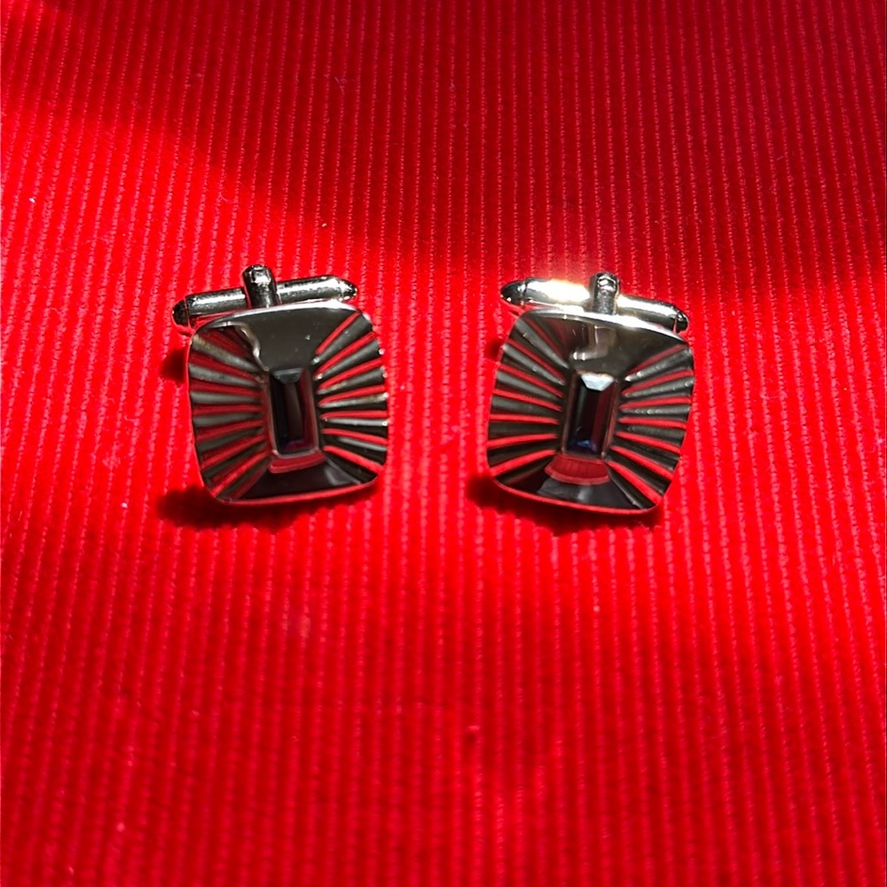 *Host Pick* Vintage Silver Cufflinks With Blue Stone Center